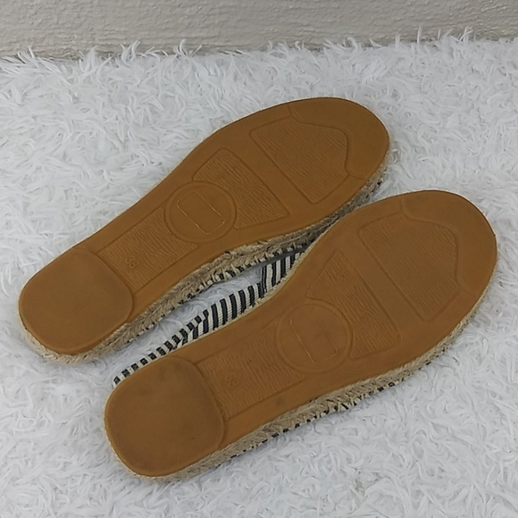 Alexis Leroy Blue Striped Fabric Upper Round Toe Slip On Espadrille Flats - Picture 11 of 12